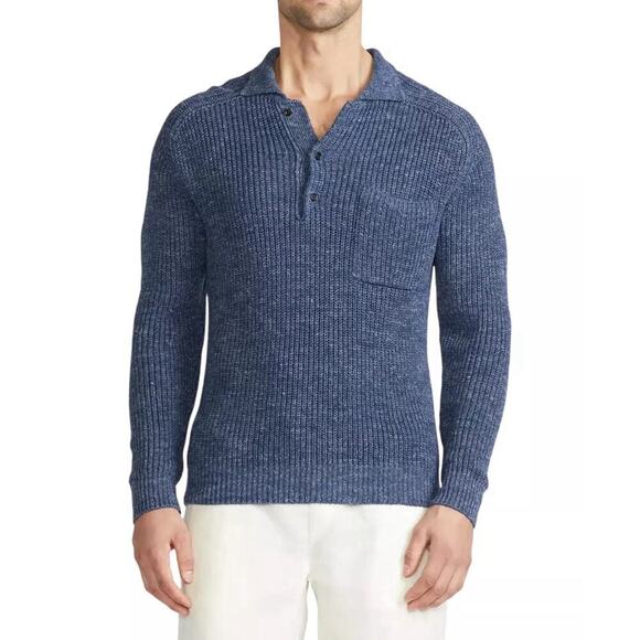 Ralph Lauren Collection Purple Label Mens Textured Silk Linen Polo Shirt Sweater - Picture 6 of 9